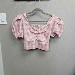 Pink Gingham Crop Top - Small